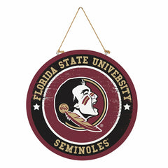 Florida State University Round Door Décor with Hanging Rope, 18x18 - Collegiate Home