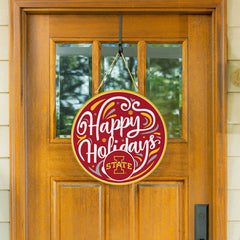 Iowa State University Holiday Round Door Décor with Hanging Rope, 18x1 - Collegiate Home
