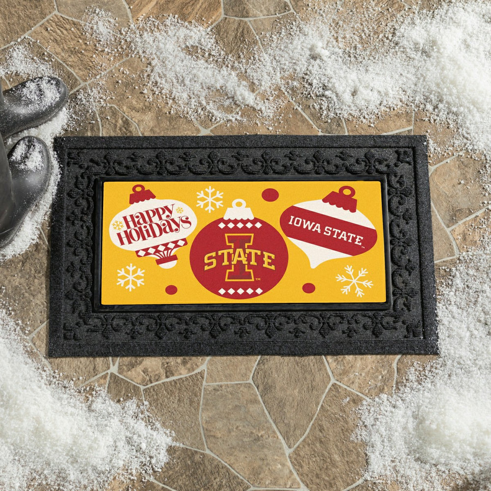 Iowa State University Holiday Flocked Coir Sassafras Switch Mat, 22"x1 - Collegiate
