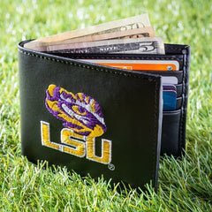 Louisiana State University Black Bi-Fold Embroidered Wallet w/ RFID Blocking - Collegiate Home