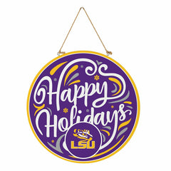 Louisiana State University Holiday Round Door Décor with Hanging Rope, - Collegiate Home