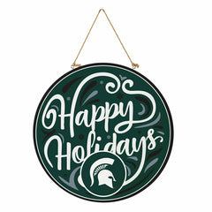Michigan State University Holiday Round Door Décor with Hanging Rope, - Collegiate Home