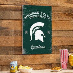 Michigan State University Wood Wall Sign, 16x24 - Collegiate Home