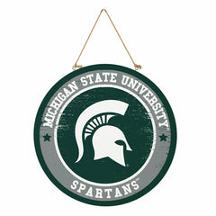 Michigan State University Round Door Décor with Hanging Rope, 18x18 - Collegiate Home