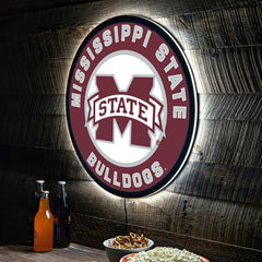 LED Wall Decor, Round, Mississippi State University - Collegiate Home