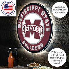 LED Wall Decor, Round, Mississippi State University - Collegiate Home