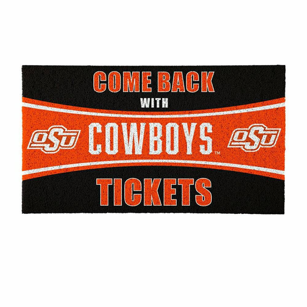 28" x 16" PVC Trapper Mat, Come Back with Tickets, Oklahoma State Univ - Collegiate