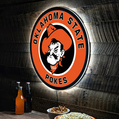 LED Wall Decor, Round, Oklahoma State University - Collegiate Home