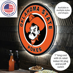 LED Wall Decor, Round, Oklahoma State University - Collegiate Home