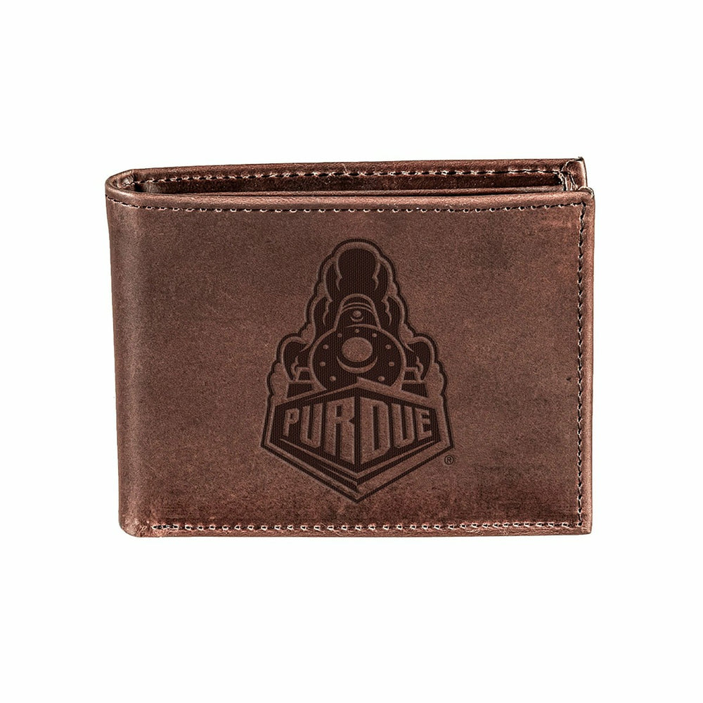 Purdue University, Bi-Fold Wallet, Brown, CH, 100% Genuine Leather - Collegiate Home