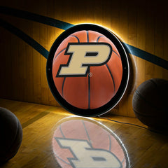 LED Wall Decor, Round, Med, Purdue University, Basketball - Collegiate Home