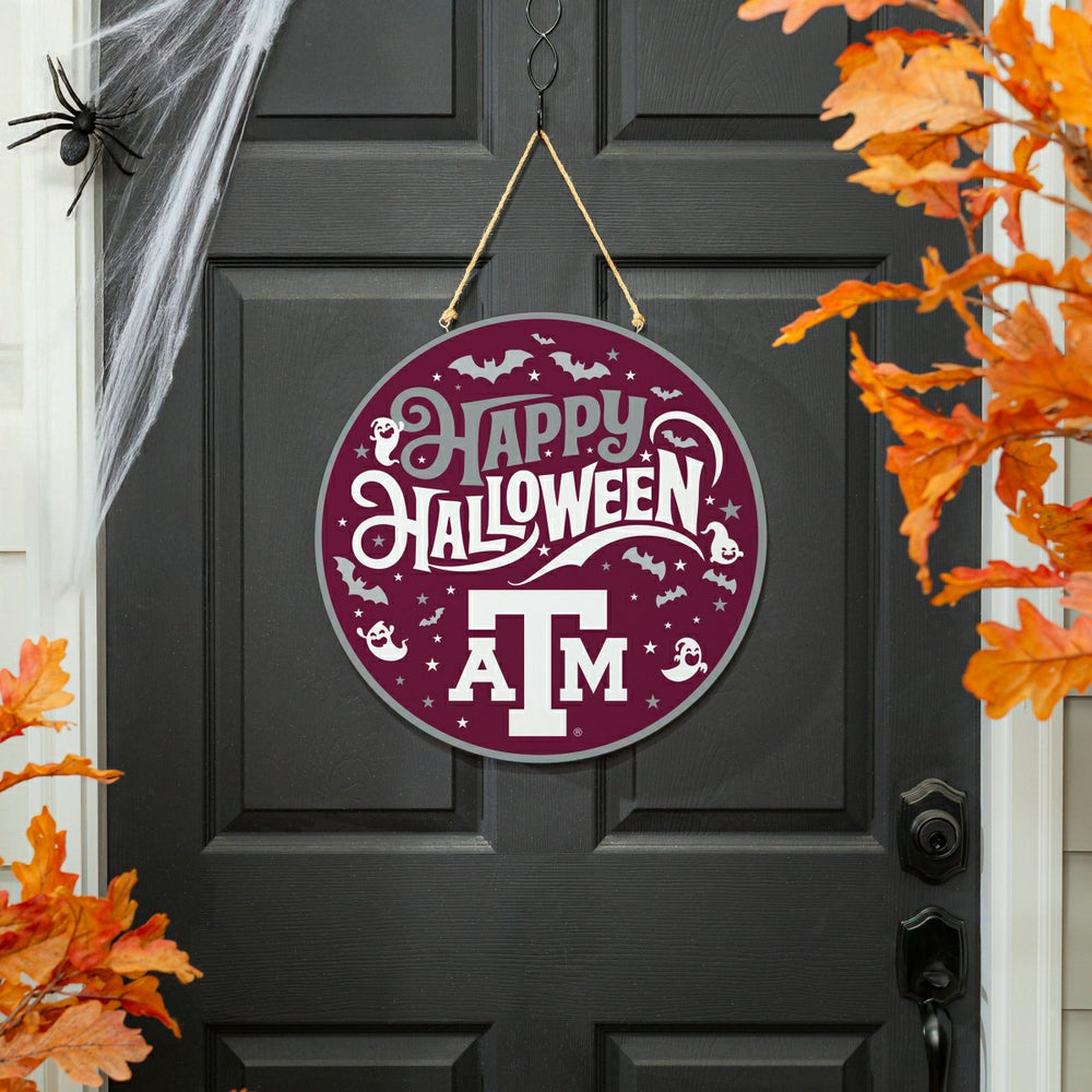 Texas A&M Halloween Round Door Décor with Hanging Rope, 18x18 - Collegiate Home