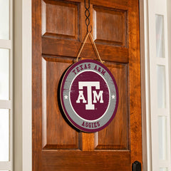 Texas A&M Round Door Décor with Hanging Rope, 18x18 - Collegiate Home