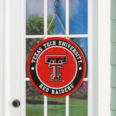 Texas Tech University Round Door Décor with Hanging Rope, 18x18 - Collegiate Home