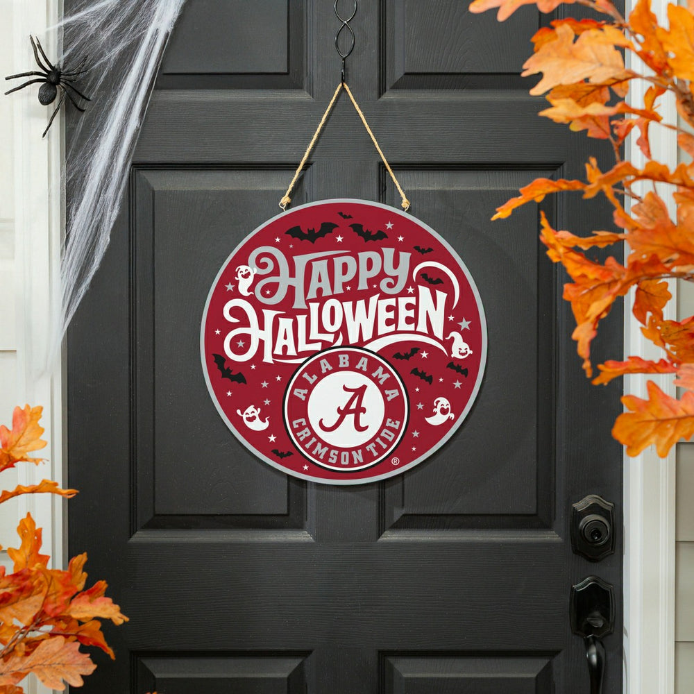 University of Alabama Halloween Round Door Décor with Hanging Rope, 18 - Collegiate Home