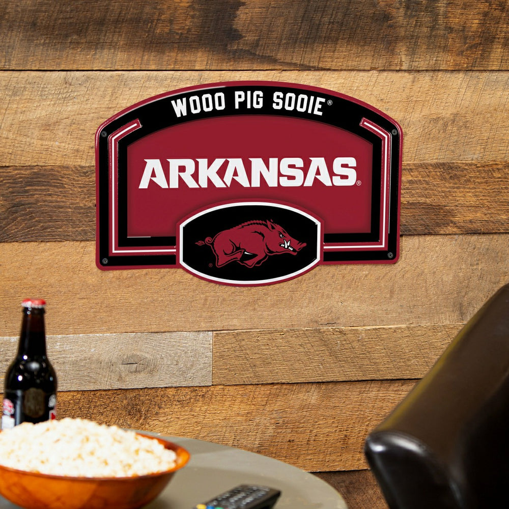University of Arkansas USA Embossed Steel Wall Sign, 11" x 17" - Collegiate Home