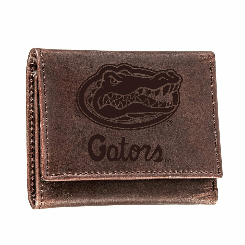 University of Florida, Tri-Fold Wallet, Brown, CH, 100% Genuine Leathe - Collegiate Home