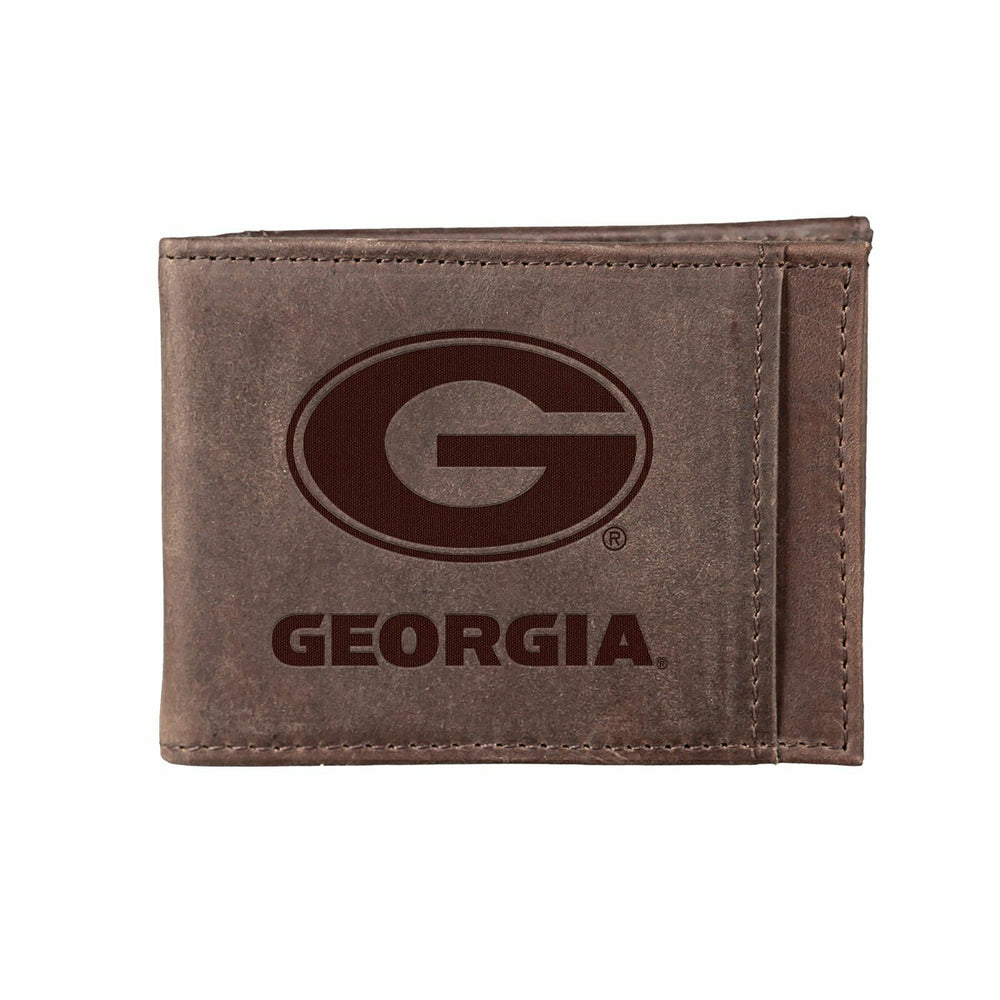 Front Pocket Wallet w/ RFID Blocking, University of Georgia, Brown - Collegiate Home