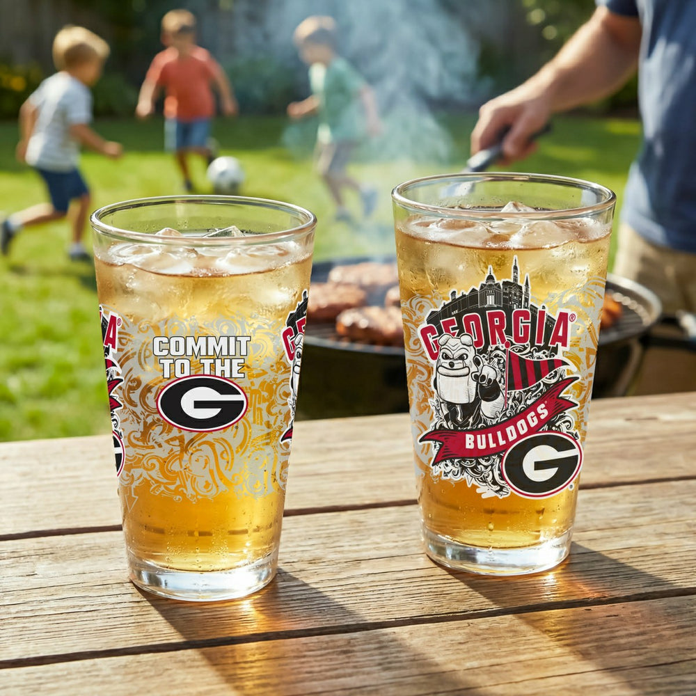 University of Georgia 16oz Glass pint, Set of 2 - Collegiate Home