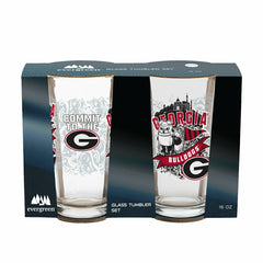 University of Georgia 16oz Glass pint, Set of 2 - Collegiate Home