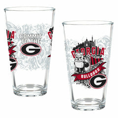 University of Georgia 16oz Glass pint, Set of 2 - Collegiate Home