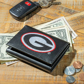 University of Georgia Black Tri-Fold Embroidered Wallet w/ RFID Blocki - Collegiate Home