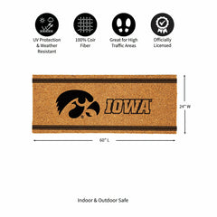 University of Iowa Extra Large One Color Coir Mat, 60"x24" - Collegiate