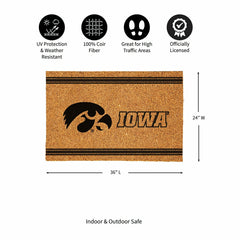 University of Iowa Large One Color Coir Mat, 36"x24" - Collegiate