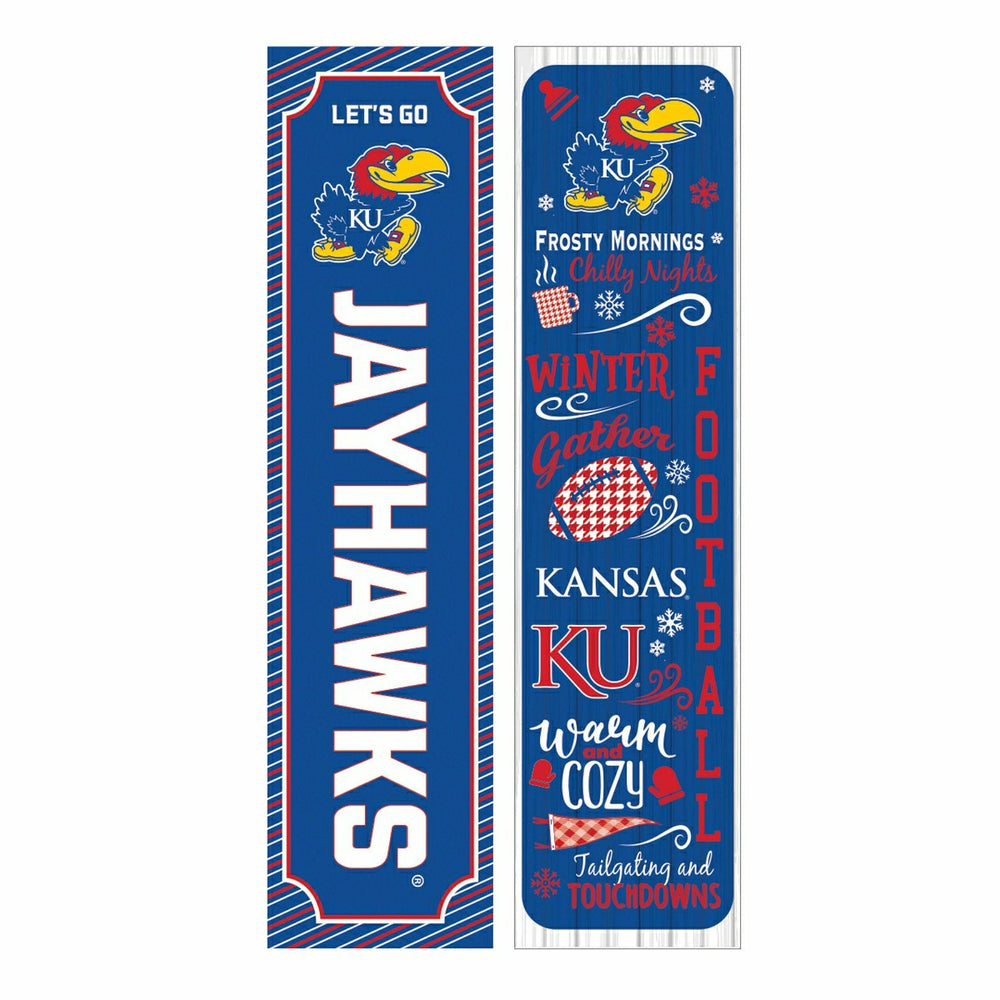 46" Double Sided Leaner, University of Kansas, Winter Seasonal - Collegiate Home