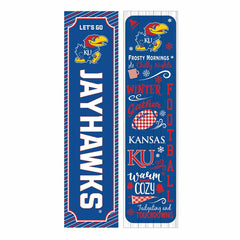 46" Double Sided Leaner, University of Kansas, Winter Seasonal - Collegiate Home