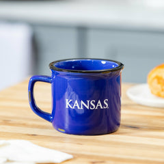 University of Kansas Ceramic Camp Cup with Enamel Finish, 14oz - Collegiate Home