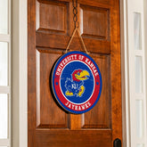 University of Kansas Round Door Décor with Hanging Rope, 18x18 - Collegiate Home