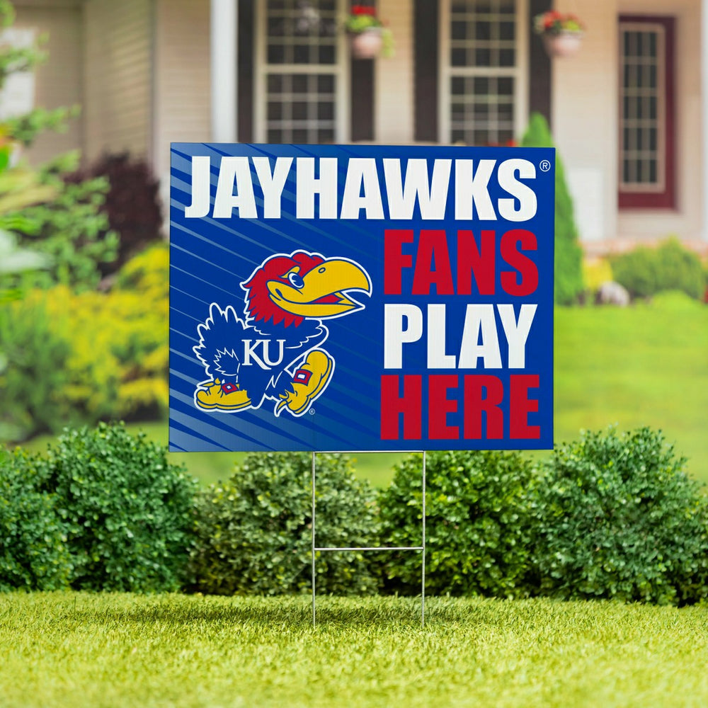 University of Kansas Coroplast Yard Sign "Fans Play Here" - Collegiate Home