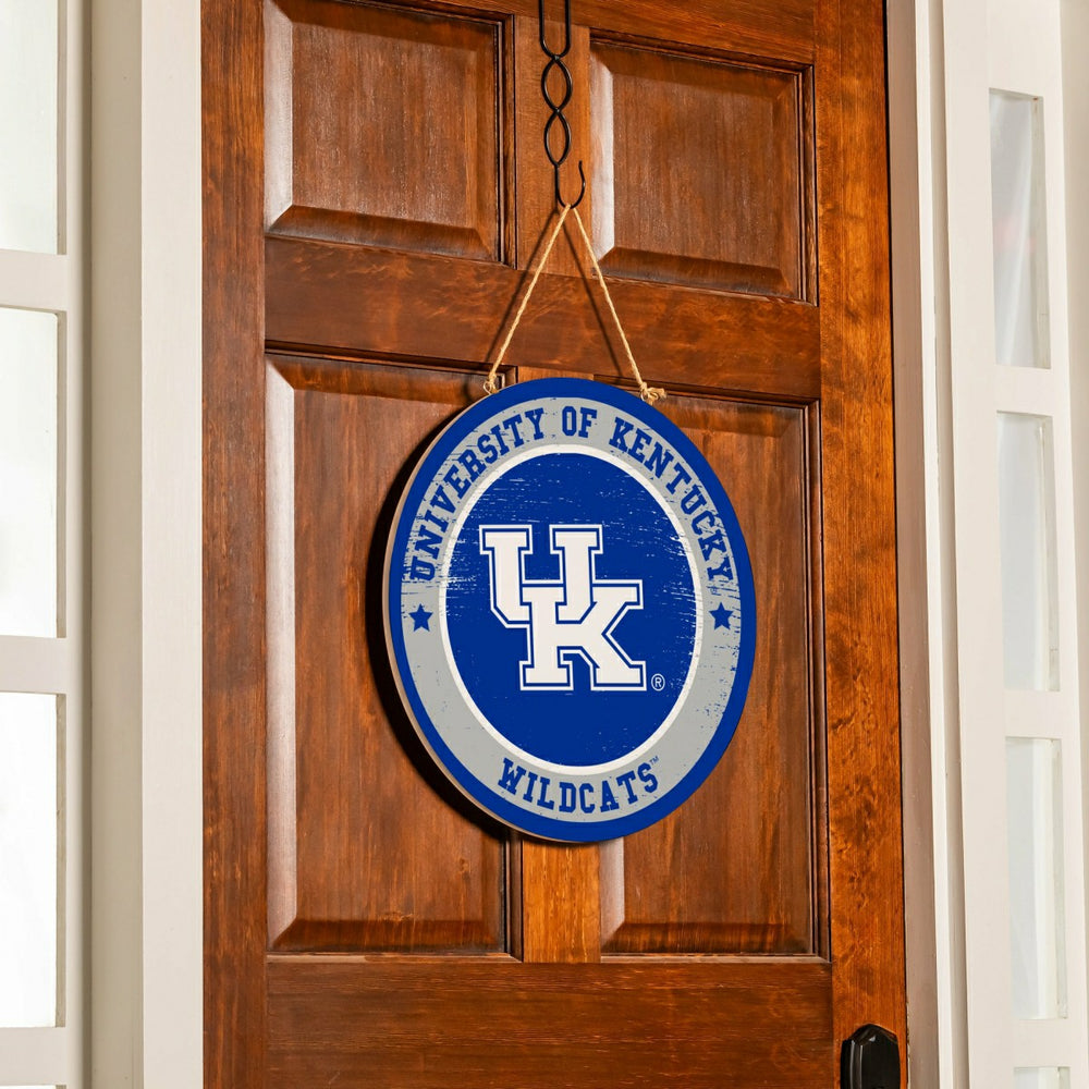 University of Kentucky Round Door Décor with Hanging Rope, 18x18 - Collegiate Home