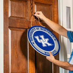 University of Kentucky Round Door Décor with Hanging Rope, 18x18 - Collegiate Home