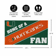 University of Miami, PVC Mat COLOR, Home of a Fan - Collegiate