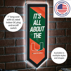LED Wall Decor, Pennant, University of Miami - Collegiate Home