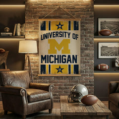 University Of Michigan, Canvas Wall Tapestry, Large, 54x36 - Collegiate Home