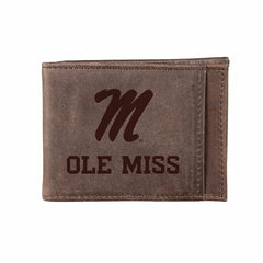 Front Pocket Wallet w/ RFID Blocking, University of Mississippi, Brown - Collegiate Home