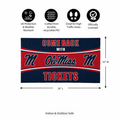 28" x 16" PVC Trapper Mat, Come Back with Tickets, University of Missi - Collegiate