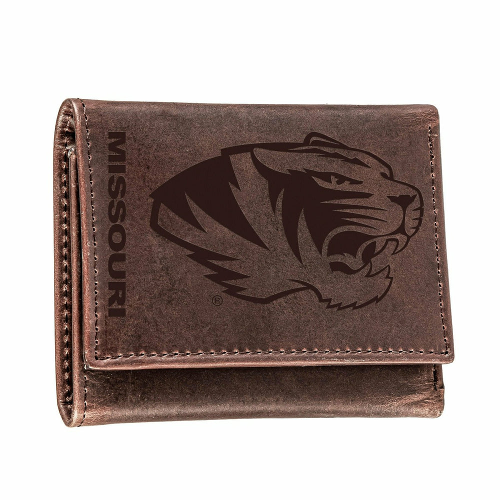 University of Missouri, Tri-Fold Wallet, Brown, CH, 100% Genuine Leath - Collegiate Home