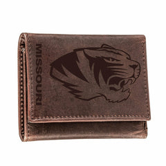 University of Missouri, Tri-Fold Wallet, Brown, CH, 100% Genuine Leath - Collegiate Home