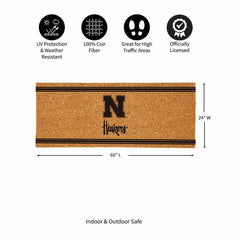 University of Nebraska Extra Large One Color Coir Mat, 60"x24" - Collegiate