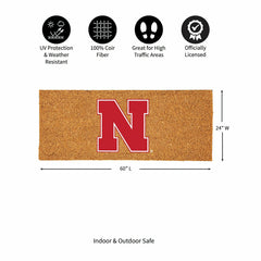 University of Nebraska Extra Large Full Color Coir Mat, 60"x24" - Collegiate