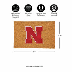 University of Nebraska Large Full Color Coir Mat, 36"x24" - Collegiate
