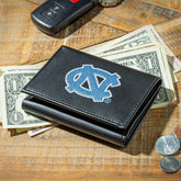 University of North Carolina Black Tri-Fold Embroidered Wallet w/ RFID Blocking - Collegiate Home