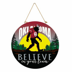 University of Oklahoma Bigfoot Round Door Décor with Hanging Rope, 18x - Collegiate Home