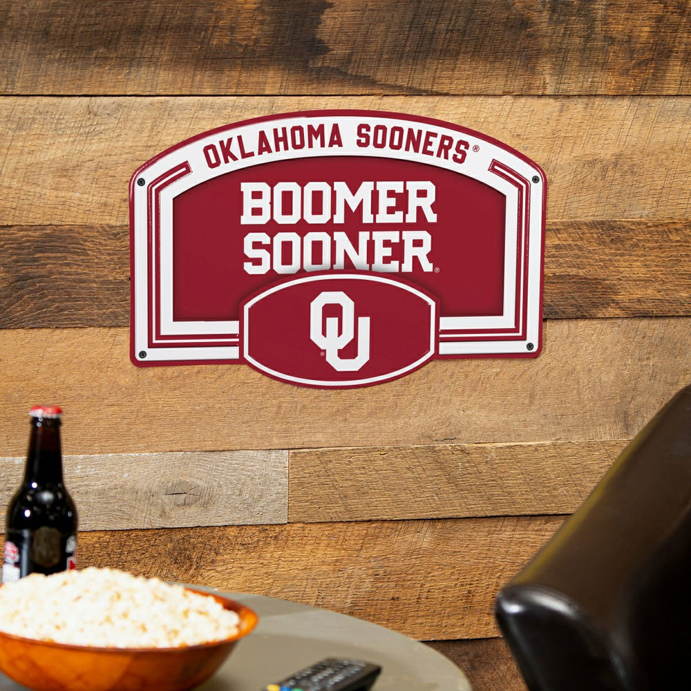 University of Oklahoma USA Embossed Steel Wall Sign, 11" x 17" - Collegiate Home