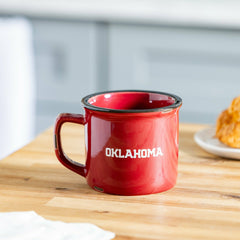University of Oklahoma Ceramic Camp Cup with Enamel Finish, 14oz - Collegiate Home