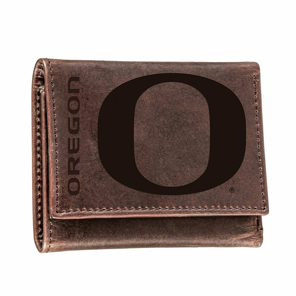 University of Oregon, Tri-Fold Wallet, Brown, CH, 100% Genuine Leather - Collegiate Home